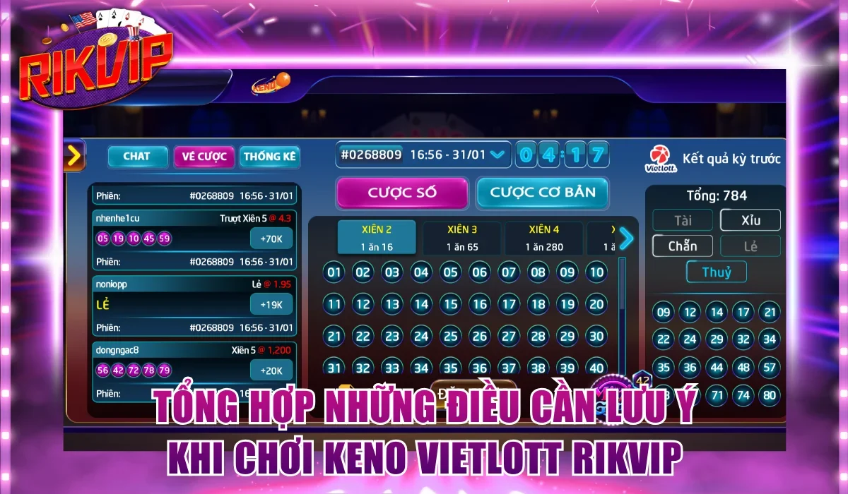 Tổng hợp những điều cần lưu ý khi chơi Keno Vietlott Rikvip